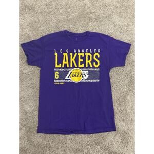 L.A. Lakers Lebron James T-Shirt Purple Short Sleeve 100% cotton SIZE Medium